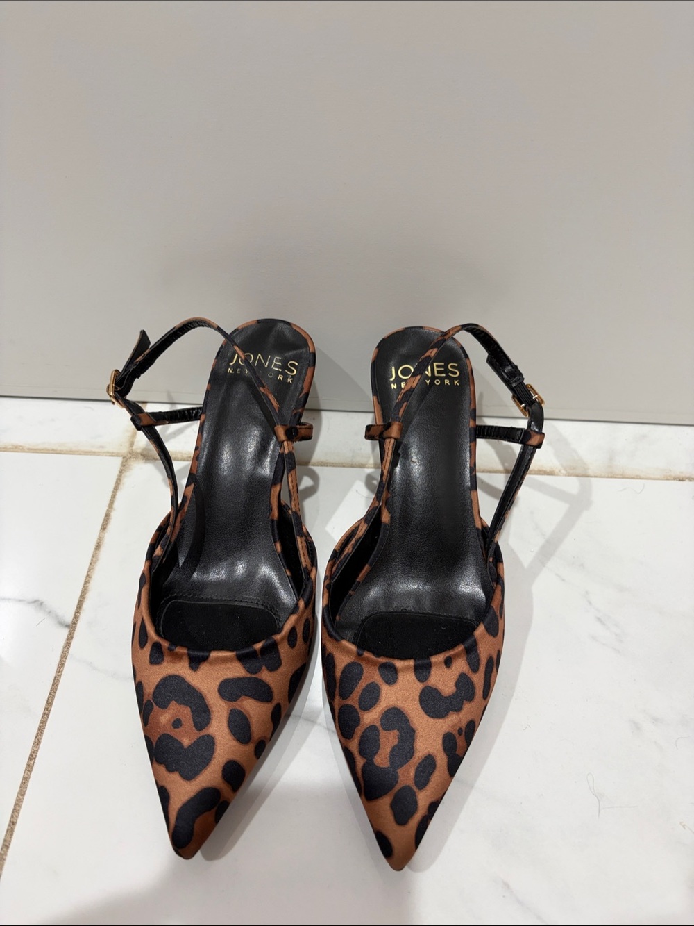 Jones New York Leopard Print Pointed Slingback Heels
